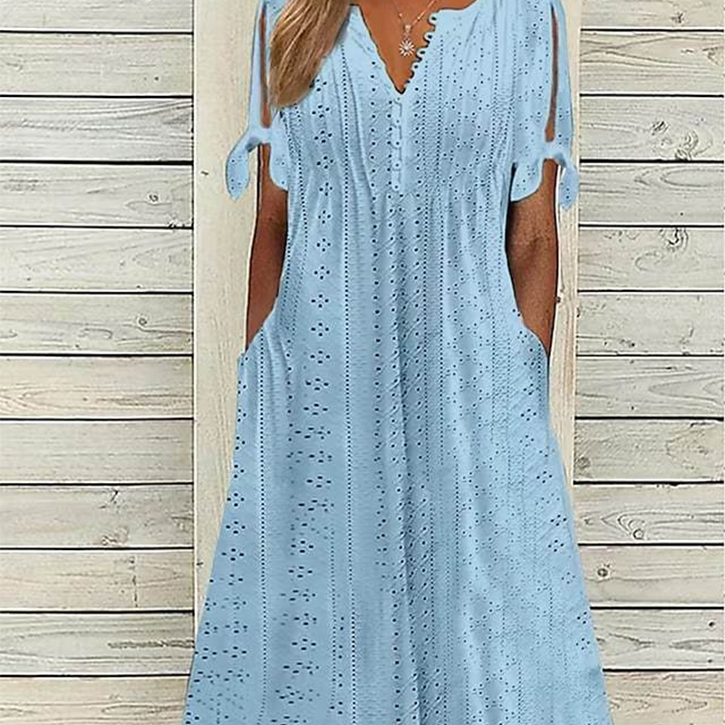 Eleganza™ V-Neck Hollow Dress