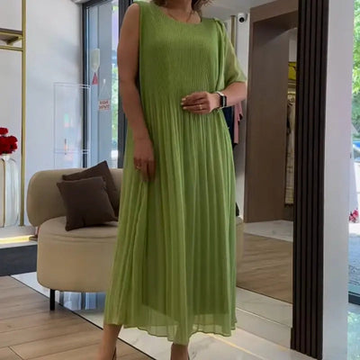 Elenora™ | Sleeveless Pleated Chiffon Dress