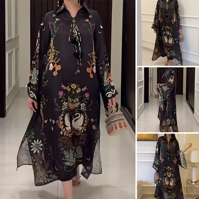 LunaFlow™ Printed V-Neck Maxi Dress