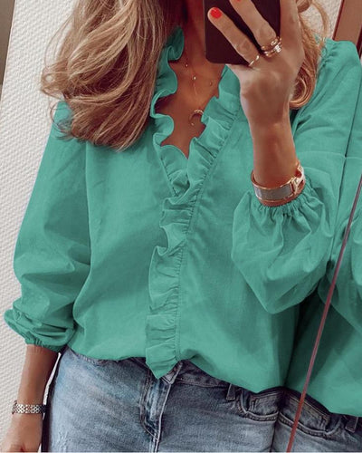 Talia | V-Neck Blouse with Charming Ruffles